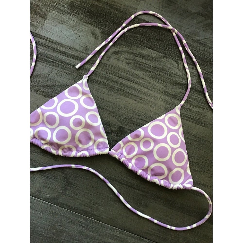Sexy Victoria's Secret String Bikini Top Lavender w/White Circles Size Medium #G